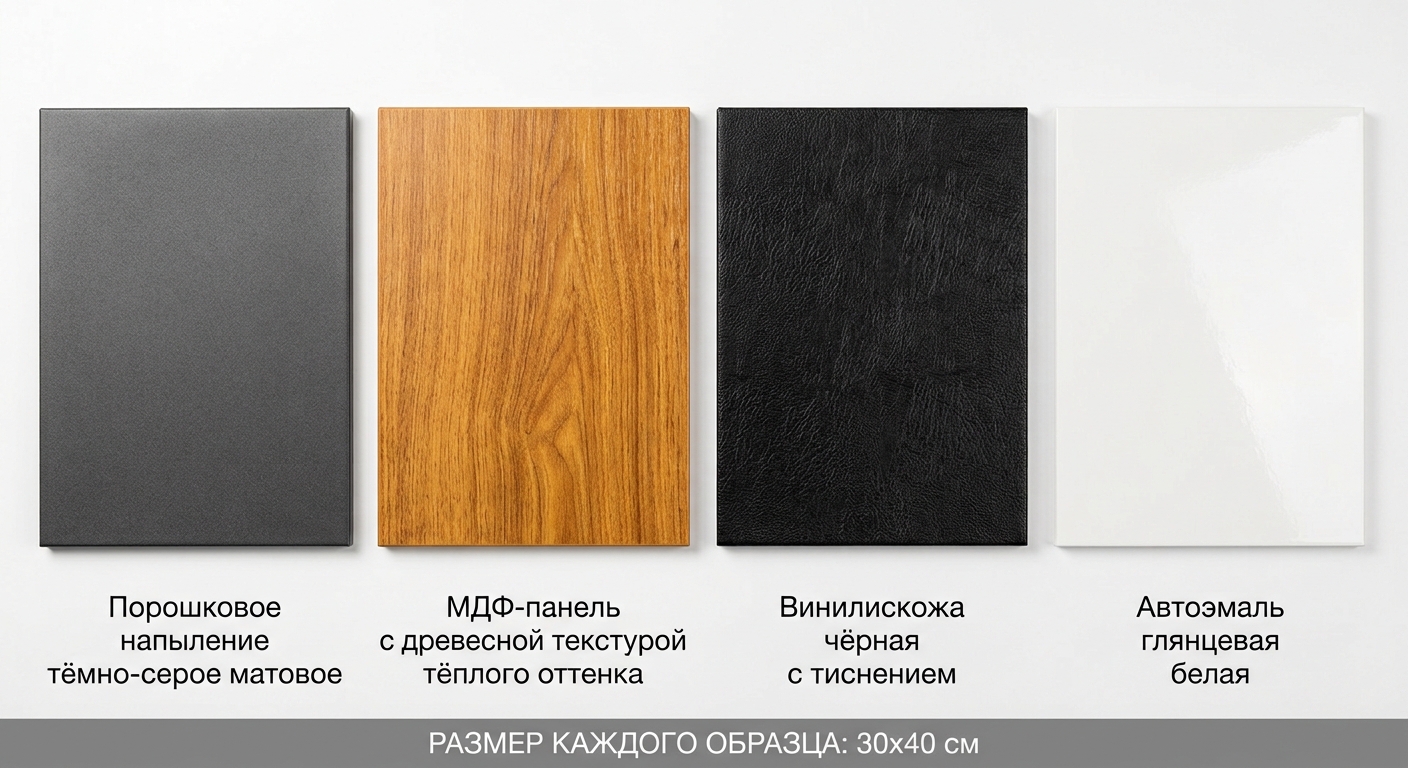 Варианты отделки входной двери — порошковое напыление, МДФ, эмаль
